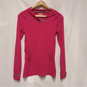 Layer 8 Pink Hooded Performance Long Sleeve Qwick Dry Top W Thumb Holes Sz Small